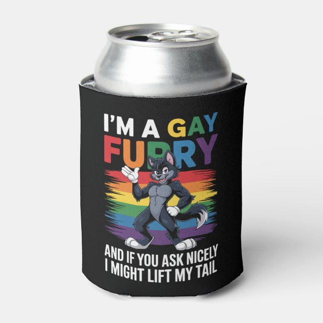 I'm A Gay Furry Rainbow Fox Wolf Pride Month Can Cooler (Can Front)