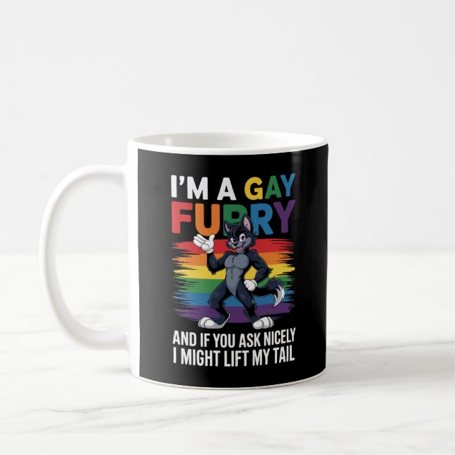 I'm A Gay Furry Rainbow Fox Wolf Pride Month Coffee Mug (Left)