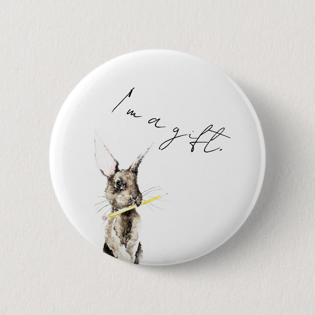 I'm a gift 6 cm round badge (Front)