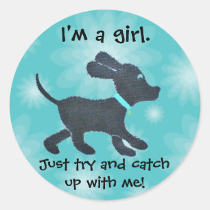 I'm a girl - whimsical dog stickers