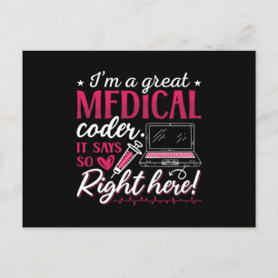 I'm A Great Medical Coder ICD Coding Programmer Postcard