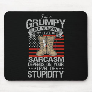 I'm A Grumpy Old Veteran Funny Army Us Flag Grandp Mouse Pad