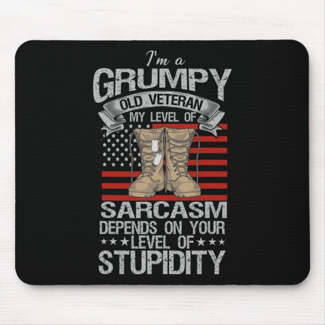 I'm A Grumpy Old Veteran Funny Army Us Flag Grandp Mouse Pad (Front)
