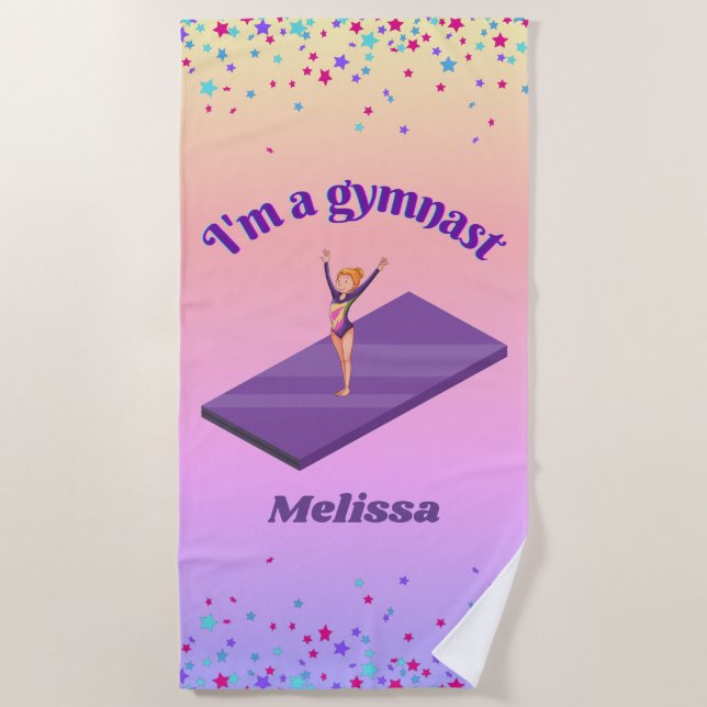 I'm A Gymnast - Girl w/ Leotard on Purple Gym Mat  (Front)
