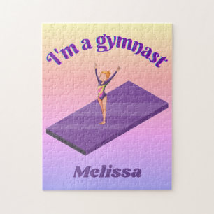 I'm A Gymnast - Girl w/ Leotard on Purple Gym Mat  Jigsaw Puzzle