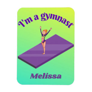 I'm A Gymnast - Girl w/ Leotard on Purple Gym Mat  Magnet