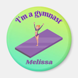 I'm A Gymnast - Girl w/ Leotard on Purple Gym Mat  Magnet