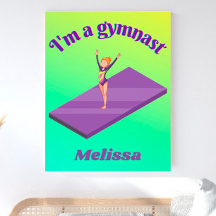 I'm A Gymnast - Girl w/ Leotard on Purple Gym Mat  Photo Print