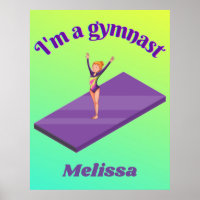 I'm A Gymnast - Girl w/ Leotard on Purple Gym Mat 