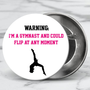 I'm a Gymnast Magenta Gymnastics Fun Quote Flip 6 Cm Round Badge