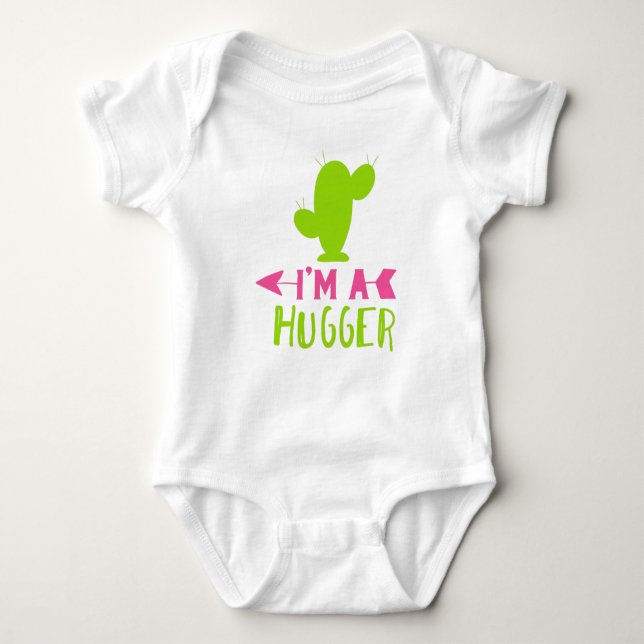 I'm a Hugger, Cactus, Cacti, Succulent, Plant Baby Bodysuit (Front)