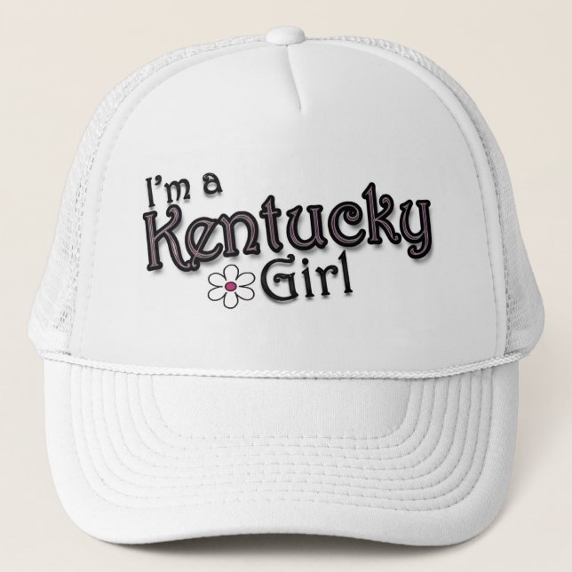 I'm a Kentucky Girl, Flower Ladies Baseball Cap (Front)