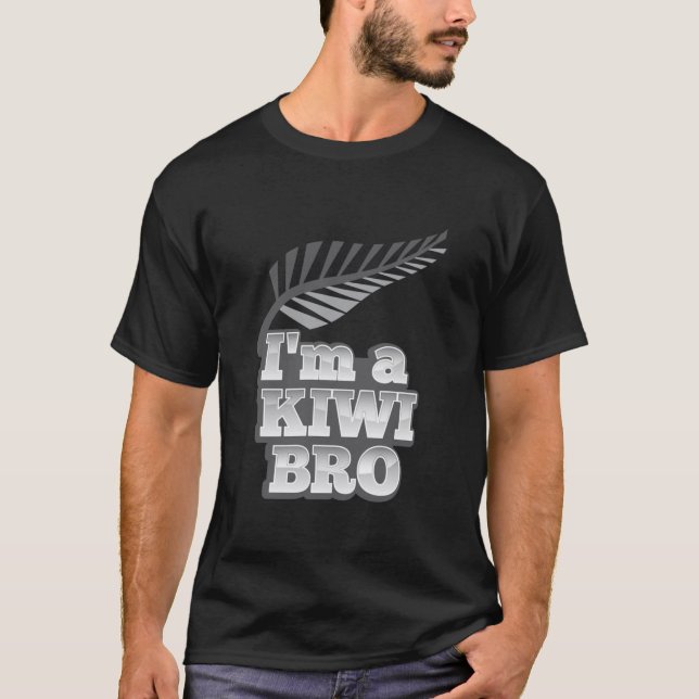 im a KIWI Bro New Zealand with silver fern Fitted  T-Shirt (Front)