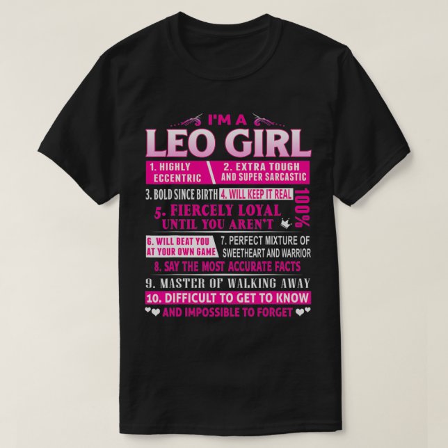 I'm A Leo Girl  Leo Birthday  T-Shirt (Design Front)