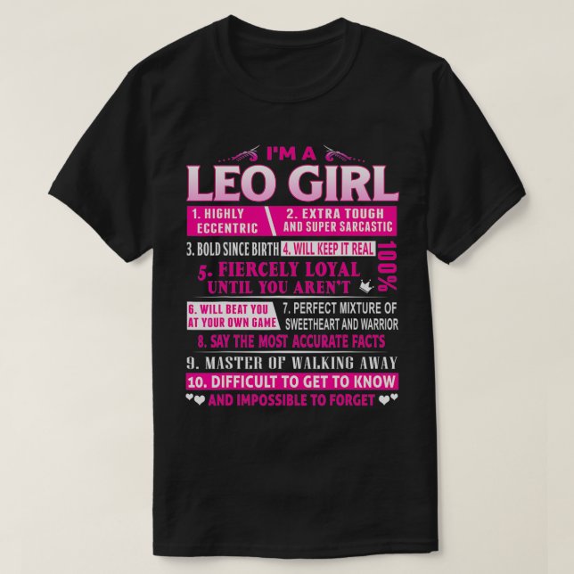 I'm A Leo Girl  Leo Birthday  T-Shirt (Design Front)