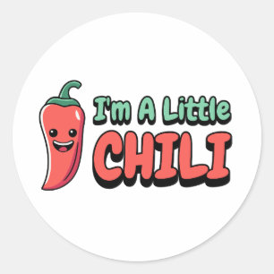 Im a Little Chili! Cute Chili Pepper Cartoon Classic Round Sticker