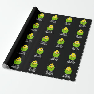 I'm A Little Cornfused Funny Corn Pun Dark BG Wrapping Paper