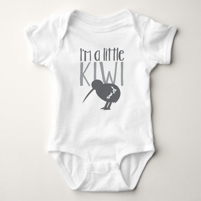 I'm a little kiwi with cute New Zealand bird Baby Bodysuit (Front)