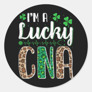 I'm A Lucky Cna Nurse St Patricks Day Scrub Top Ir Classic Round Sticker
