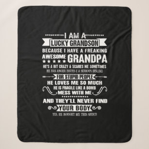 I'm A Lucky Grandson Because I've Awesome Grandpa Sherpa Blanket