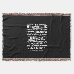 I'm A Lucky Grandson Because I've Awesome Grandpa Throw Blanket