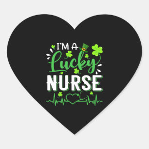 I'm a Lucky Nurse Shamrock Top Hat St Patrick's Heart Sticker