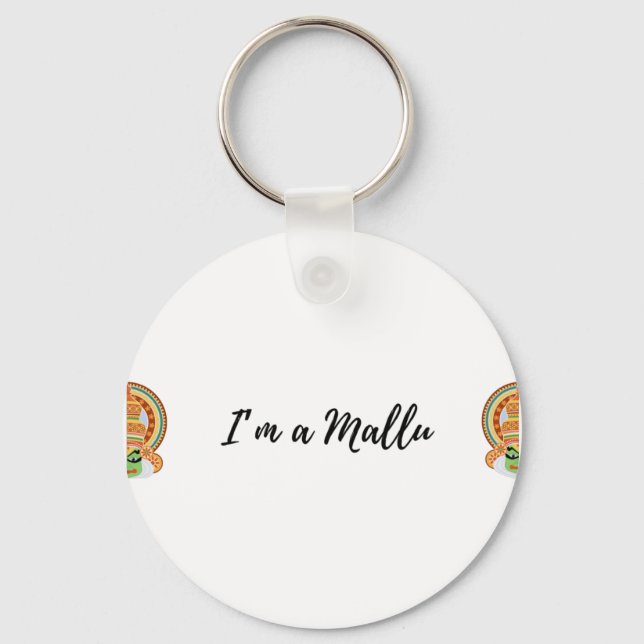 I'm a mallu premium face mask classic round sticke key ring (Front)