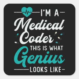 I'm A Medical Coder Coding ICD Retro Programmer Square Sticker