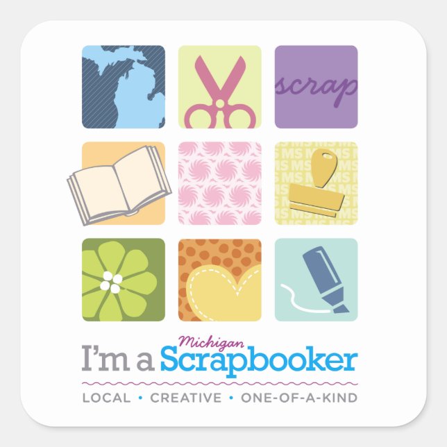 I'm a Michigan Scrapbooker square sticker (Front)