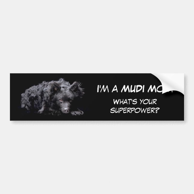 I'm a Mudi Mum What's your superpower Bumper Sticker (Front)
