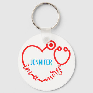 I'm A Nurse Stethoscope Heart Custom Gift Birthday Key Ring
