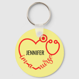 I'm A Nurse Stethoscope Heart Custom Gift Birthday Key Ring