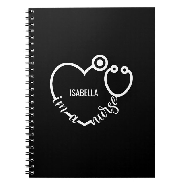 I'm A Nurse Stethoscope Heart Modern Personalised Notebook (Front)