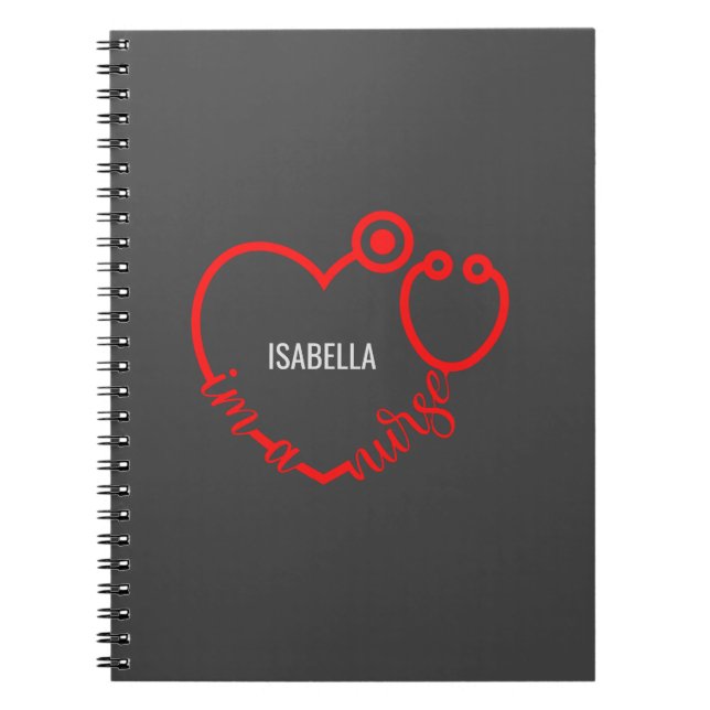 I'm A Nurse Stethoscope Heart Modern Personalised Notebook (Front)