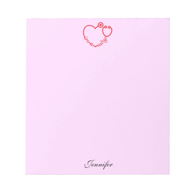 I'm A Nurse Stethoscope Heart Personalised Name Notepad (Front)
