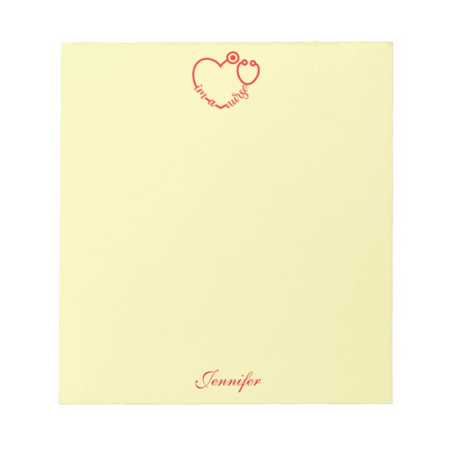 I'm A Nurse Stethoscope Heart Personalised Name Notepad (Front)