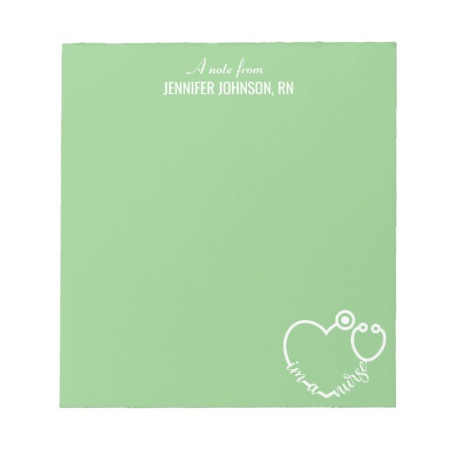 I'm A Nurse Stethoscope Personalised Name Elegant  Notepad (Front)