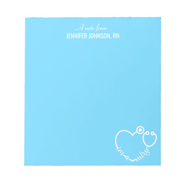 I'm A Nurse Stethoscope Personalised Name Elegant Notepad (Front)