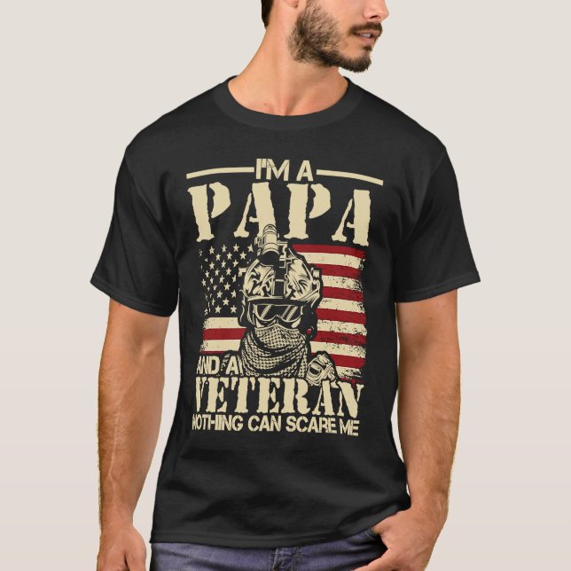 I'm A Papa And A Veteran Patriotic USA American Fl T-Shirt (Front)