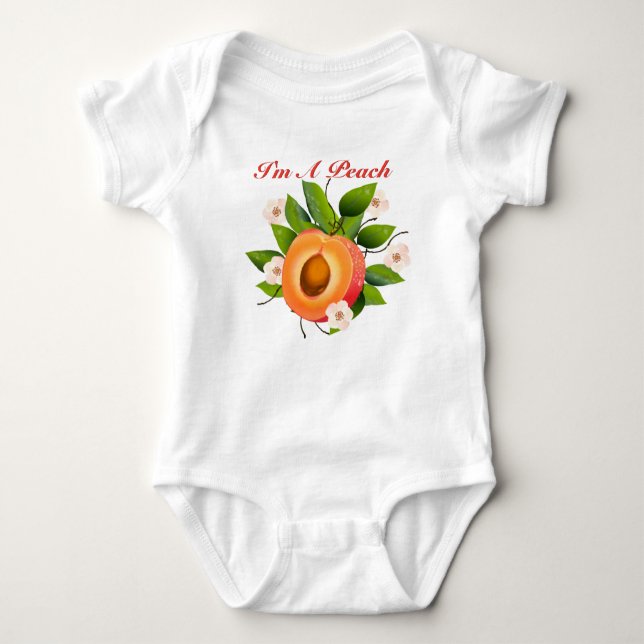"I'm A Peach" Cute Peach Fruit Baby Bodysuit (Front)