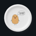 I'm a potato and proud paper plate<br><div class="desc">A cute potato with a speech bubble "I'm a potato and proud".</div>