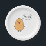 I'm a potato and proud paper plate<br><div class="desc">A cute potato with a speech bubble "I'm a potato and proud".</div>