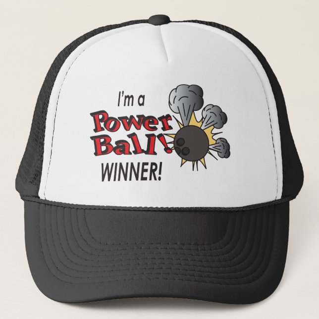 I'm a Powerball Winner | 🎳Bowling Pins and Ball Trucker Hat (Front)