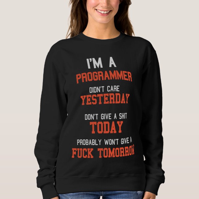 I'm A Programmer  Sarcastic Software Developer Sweatshirt (Front)