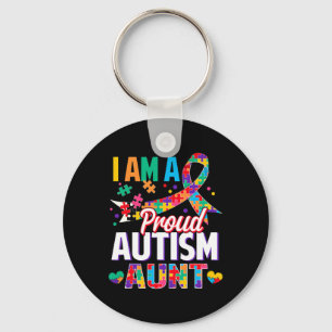 I'm A Proud Autism Aunt Autism Awareness Puzzle Pi Key Ring