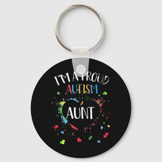 I'm A Proud Autism Aunt Autism Awareness T-shirt f Key Ring (Front)