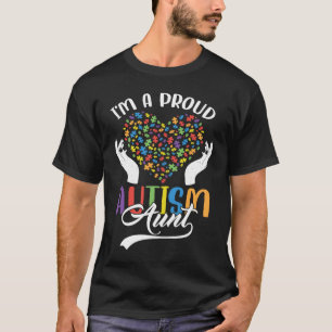 I'm A Proud Autism Aunt Autism Puzzle Heart Awaren T-Shirt