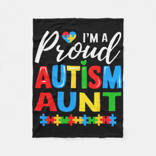 Im A Proud Autism Aunt Awareness Puzzle Piece Fleece Blanket