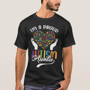 I'm A Proud Autism Auntie Autism Puzzle Heart Awar T-Shirt