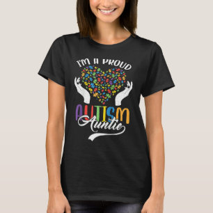 I'm A Proud Autism Auntie Autism Puzzle Heart Awar T-Shirt
